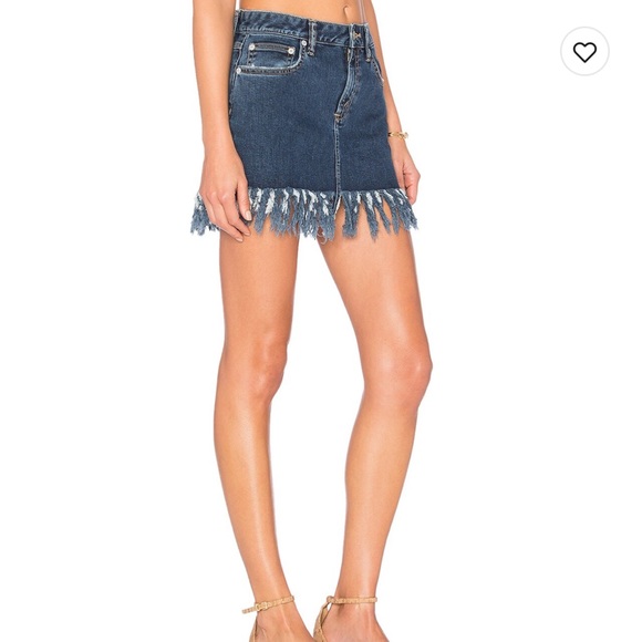Tularosa Aubrey 5 pocket fringe mini denim skirt - Picture 2 of 5